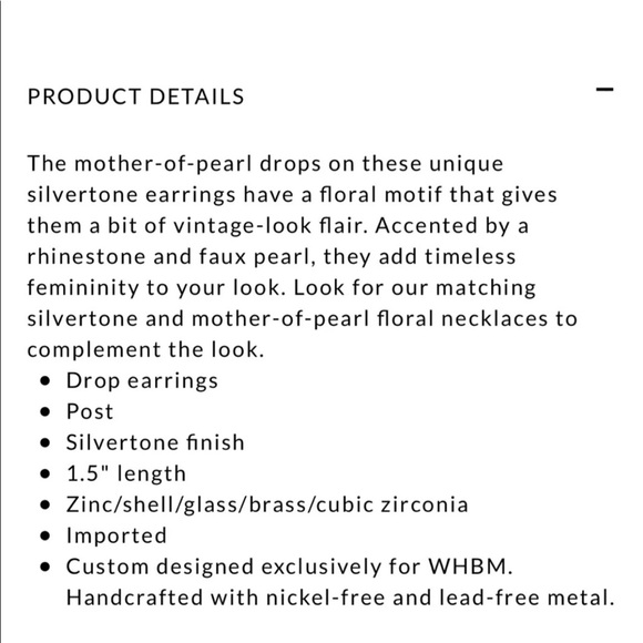 WHBM stone & mother of pearl floral drop earring - Picture 4 of 14